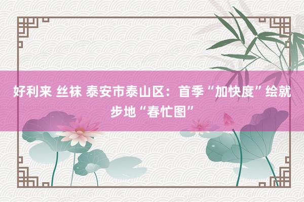 好利来 丝袜 泰安市泰山区：首季“加快度”绘就步地“春忙图”