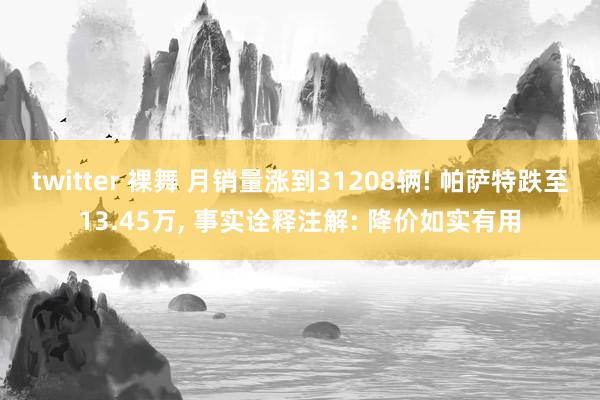twitter 裸舞 月销量涨到31208辆! 帕萨特跌至13.45万, 事实诠释注解: 降价如实有用