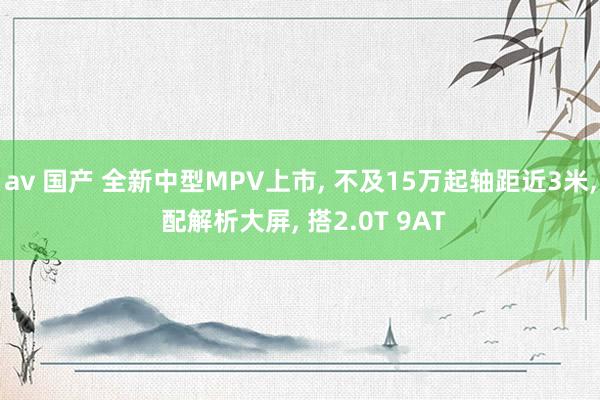 av 国产 全新中型MPV上市, 不及15万起轴距近3米, 配解析大屏, 搭2.0T 9AT