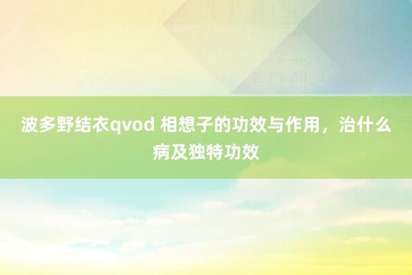 波多野结衣qvod 相想子的功效与作用，治什么病及独特功效