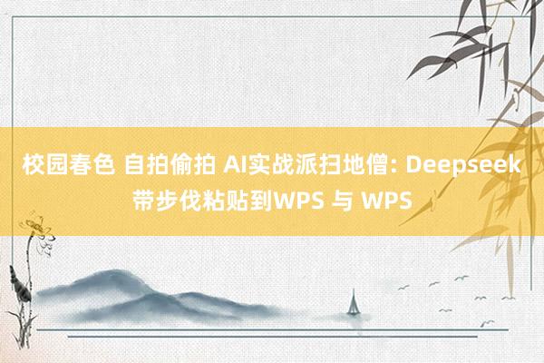 校园春色 自拍偷拍 AI实战派扫地僧: Deepseek带步伐粘贴到WPS 与 WPS