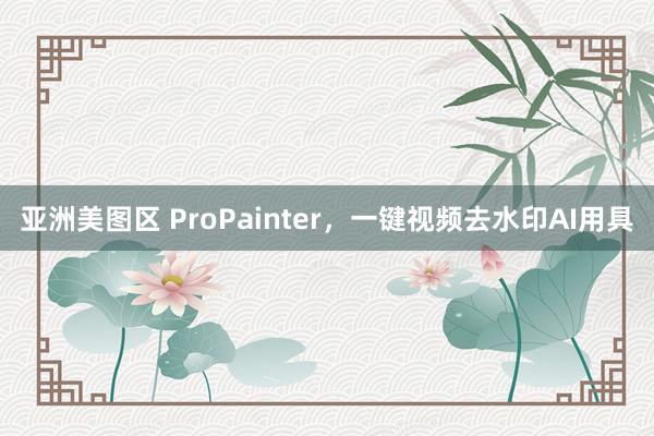 亚洲美图区 ProPainter，一键视频去水印AI用具