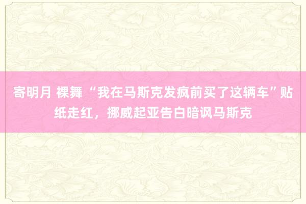 寄明月 裸舞 “我在马斯克发疯前买了这辆车”贴纸走红，挪威起亚告白暗讽马斯克