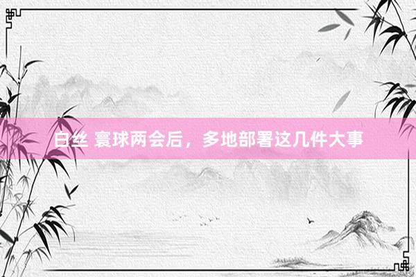 白丝 寰球两会后，多地部署这几件大事